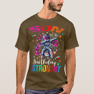 Zoon van het Birthday Astronaut Boy Space Theme Ki T-shirt