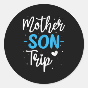 Zoon van moeder op reis zomervakantie ronde sticker
