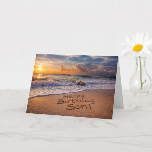Zoon Verjaardag Zonsondergang op het Strand met Oc Kaart