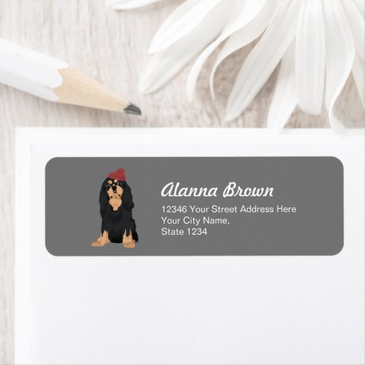 Zora The Black & Tan Cavalier King Charles Spaniel Etiket (Insitu)