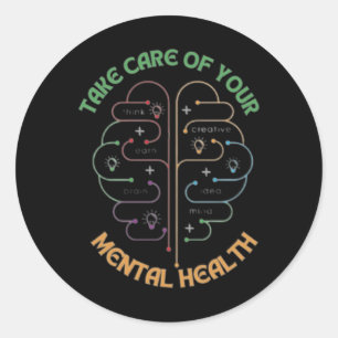 Zorg voor je geestelijke gezondheid ronde sticker