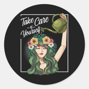 Zorg voor jezelf zelfliefde lichaam positief menta ronde sticker