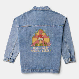 Zorg voor Moeder Aarde Hippy-paddenstoel Denim Jacket