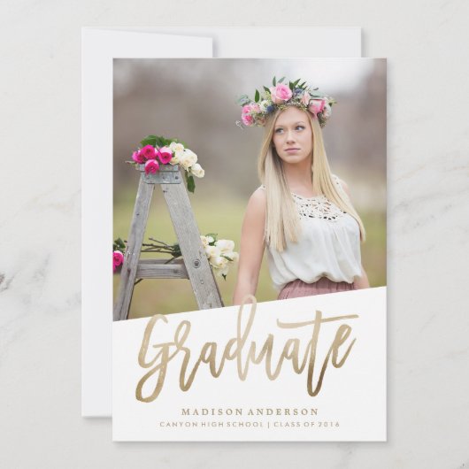 Zorgeloos Faux Folie Afstuderen Uitnodiging (Voorkant)