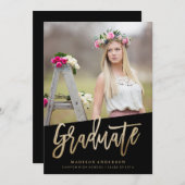 Zorgeloos Faux Folie Afstuderen Uitnodiging (Voorkant / Achterkant)