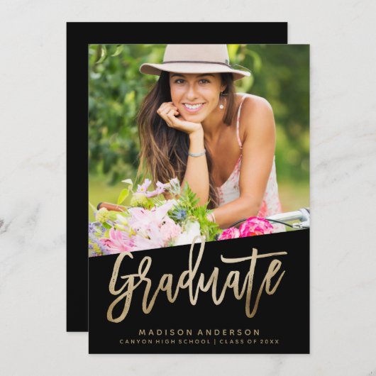 Zorgeloos Faux Folie Afstuderen Uitnodiging (Voorkant / Achterkant)