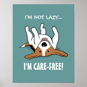 Zorgeloze Beagle - Cute Hond met Aangepaste Tekst Poster
