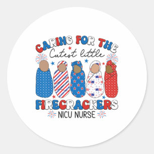 Zorgen voor de Schattigee vuurwerk NICU Nurse 4e Ronde Sticker