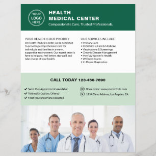 Zorgkliniek Dokter Logo Foto QR Groen Flyer