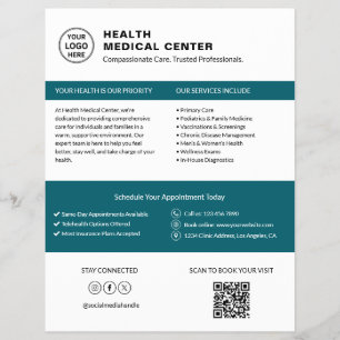 Zorgkliniek Dokter Logo QR Wit Teal Flyer