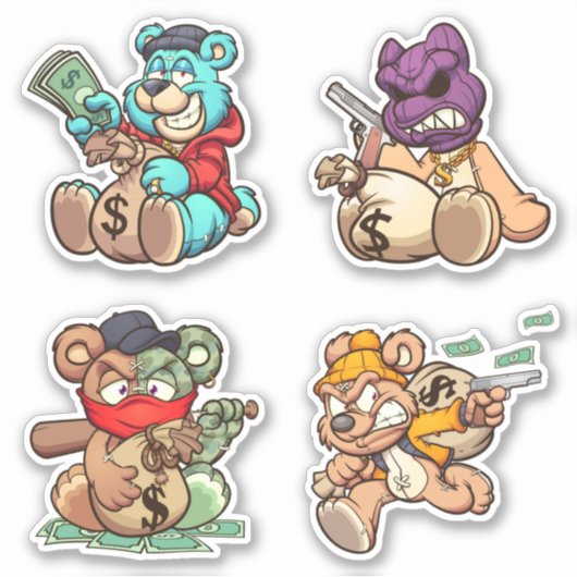 Zorglijk Beer - dieven Sticker (Voorkant)