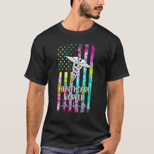 Zorgmedewerker Verpleegster Amerikaanse Vlag Tie D T-shirt