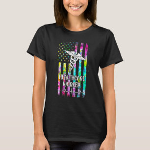 Zorgmedewerker Verpleegster Amerikaanse Vlag Tie D T-shirt