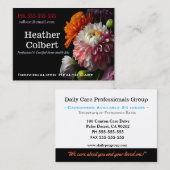 Zorgverlener Bloemen Fancy Zwart Professioneel Visitekaartje (Voorkant / Achterkant)