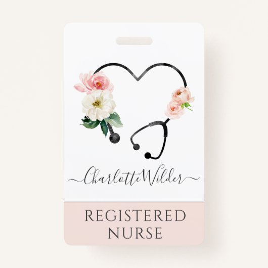 Zorgverlener Floral Stethoscoop Badge (Voorkant)