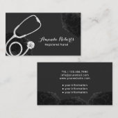 Zorgverlener Medische Elegant Black Floral Visitekaartje (Voorkant / Achterkant)