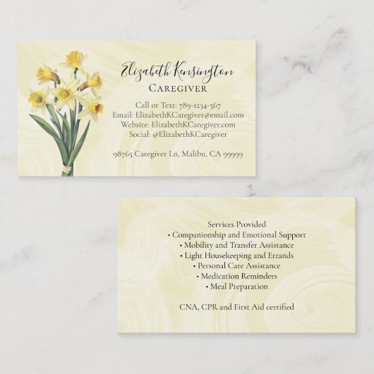 Zorgverlener Ouderenzorg Floral Visitekaartje (Voorkant / Achterkant)