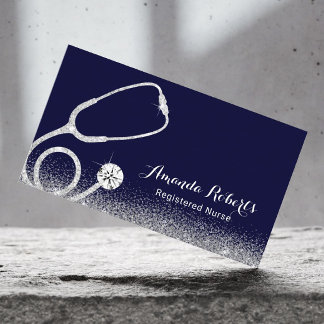 Zorgverlener Ziekenhuis Zilver Glitter Navy Blue Visitekaartje
