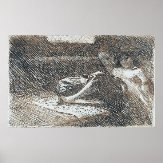 Zorn - Slaapend Odalisque 1886 Poster (Voorkant)