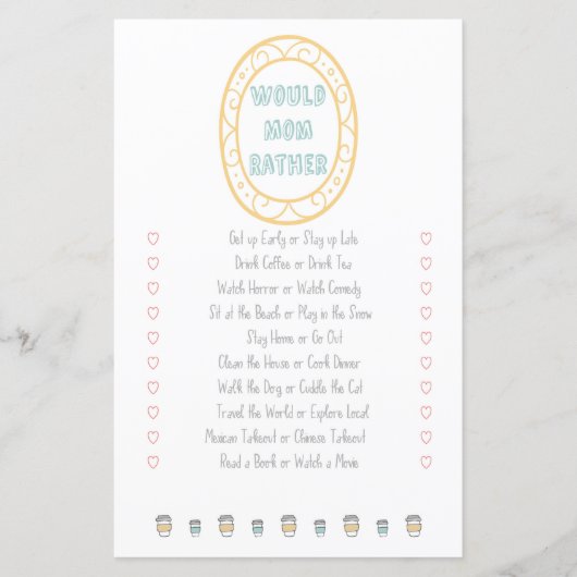 Zou mam liever een avontuurlijk Baby shower spelen (Voorkant)