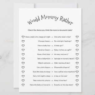 Zou mama liever minimalistisch Baby shower spel Kaart