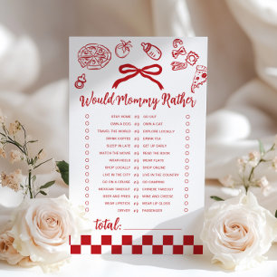 Zou mammie liever Bow Pizza baby shower spel