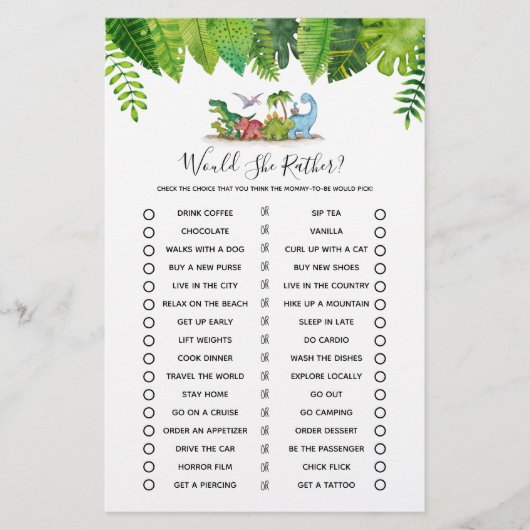 Zou ze liever Baby shower Dinosaur spelen? (Voorkant)