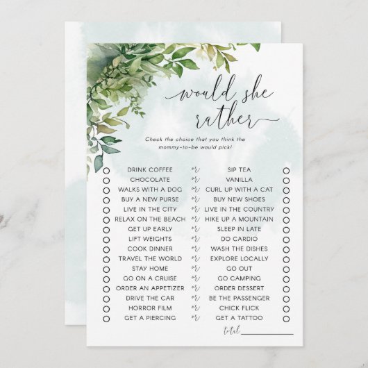 Zou ze liever Baby shower spelen? Kaart (Voorkant / Achterkant)