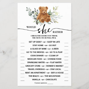 Zou ze liever Beer Greenery Shower Game Card wille Flyer