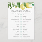 Zou ze liever Lemon Vrijgezellenfeest Game Kaart (Voorkant)