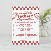 Zou ze liever pizza vrijgezellenspel kaart (Staand voorkant)