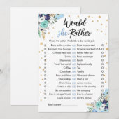 Zou ze liever Vrijgezellenfeest spel reizen blauw Kaart (Voorkant / Achterkant)