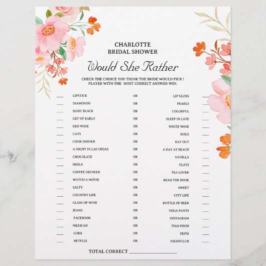 Zou Zij Eerder Bruidsfeest Spel Bloemen Flyer (Voorkant)