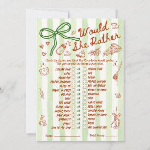 Zou Zij Liever Baby Shower Spel in Rood Groen