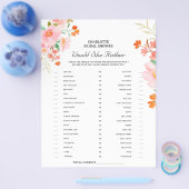 Zou zij liever Bruidsjurk Shower Game Bloemen Flyer (Enkel)