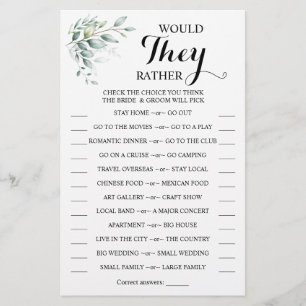 Zouden ze liever een Eucalyptus Shower Game-kaart  Flyer