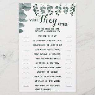 Zouden ze liever Eucalyptus Douche Spelkaart Flyer