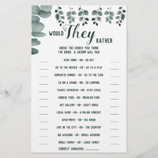 Zouden ze liever Eucalyptus Douche Spelkaart Flyer