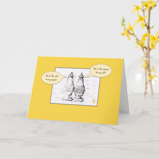 Zout en pepper op geel vruchtvlees kaart (Gele Bloem)