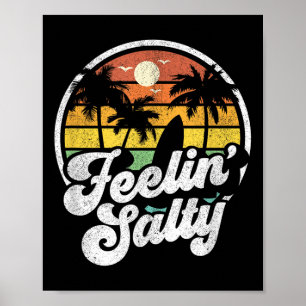 Zout Gevoel Eiland Vakantie Surfen Palm Retro B Poster