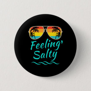 Zout Gevoel Eiland Vakantie Surfen Palm Retro B Ronde Button 5,7 Cm