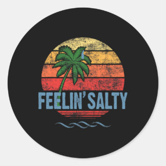 Zout Gevoel Eiland Vakantie Surfen Palm Retro B Ronde Sticker