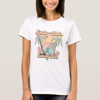 Zout Haar Zandige Tenen Retro Strand Golfslag Vibe T-shirt