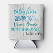 Zout haar zandtenen Ocean Beach Quote Can Blikjeskoeler (Voorkant)