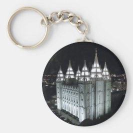 Zout Lake City LDS Temple 's nachts. Sleutelhanger