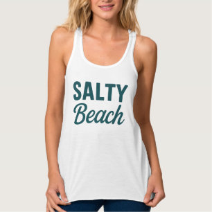 Zout strandleven kust teal oceaangrafische print tanktop