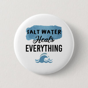 Zout Water Geneest Alles Cadeau Voor Strandliefheb Ronde Button 5,7 Cm