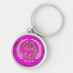 Zout water zweeft de ziel surf kunst op een roze b sleutelhanger