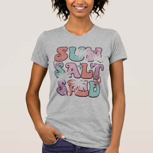 Zout Zand Strand voor Vrouwen Zomer Kokosnoot Boom T-shirt (Voorkant)