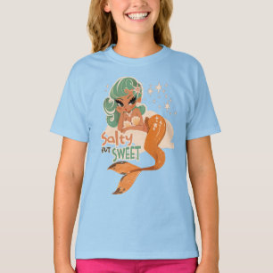 Zoute maar zoete zeemeermin: speelse retro-oceaanv t-shirt